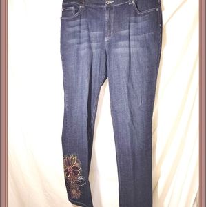 Chico's Platinum Embroidered Dark Wash Jeans